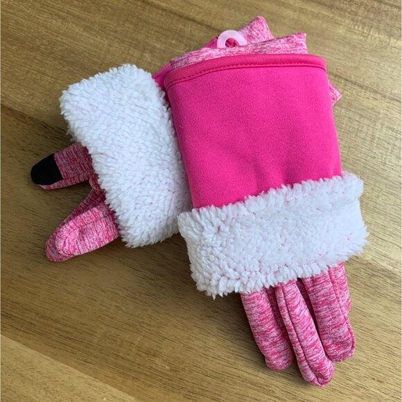 All In Motion Teens Pink Gloves 8-14 With Touchscreen Compatible Fingertips - Picture 3 of 5